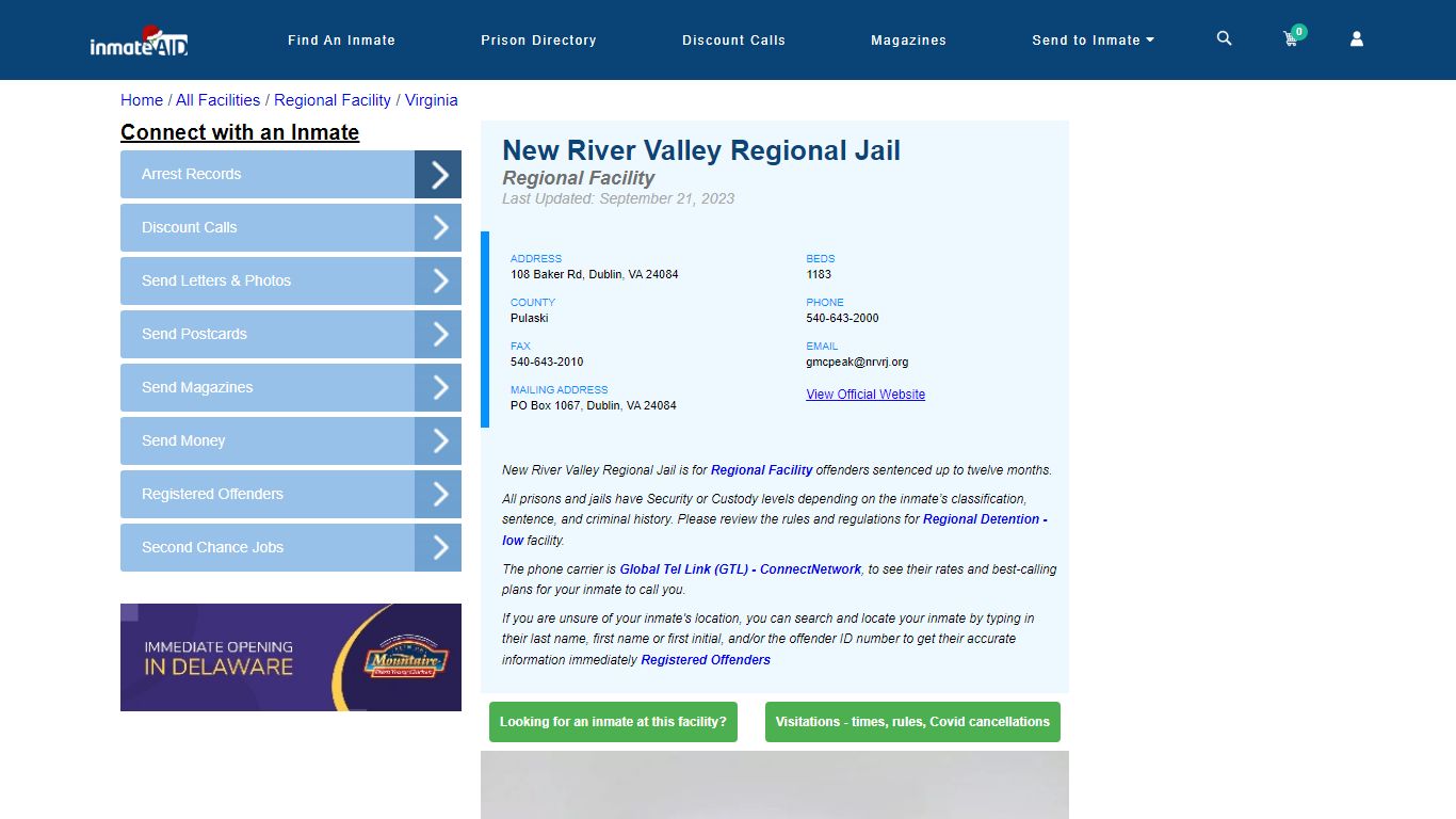 New River Valley Regional Jail - Wythe VA & Inmate Search - Dublin, VA